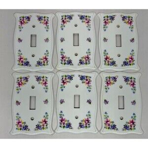 Light Switch Wall Plate Cover Purple Flowers Pansies Cottage Farmhouse Lot of 6